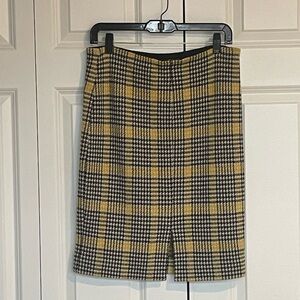 Diane Von Furstenberg Yellow and Black Plaid Pencil Skirt